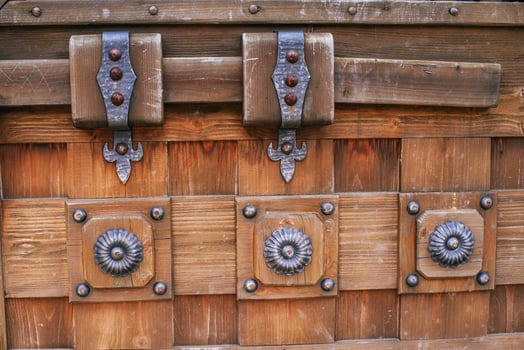 forged parts on old wooden surfaces photo