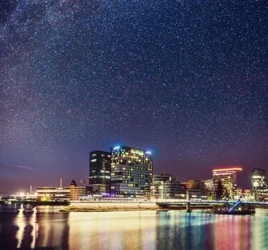 Evening lights in modern city photo