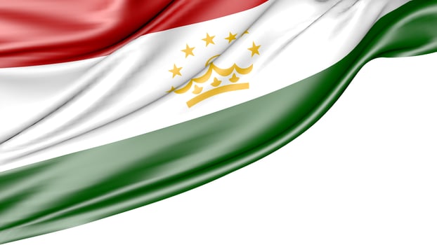 Tajikistan Flag Isolated on White Background, 3d Illustration photo