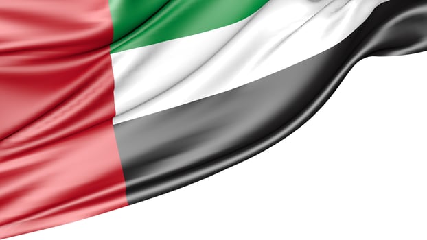 United Arab Emirates Flag Isolated on White Background, 3d Illustration photo