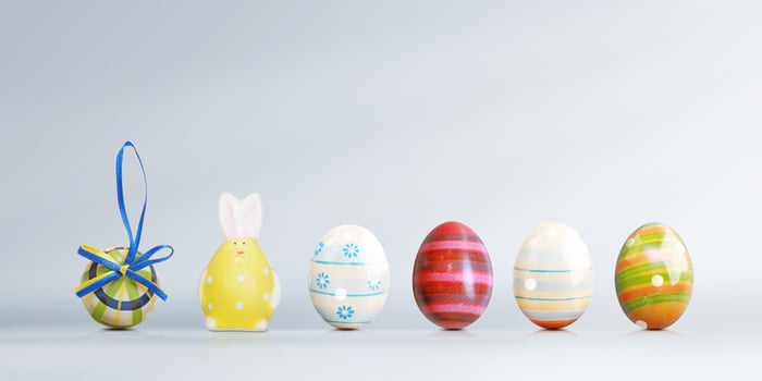 Beautiful Easter background with colorful Easter eggs photo