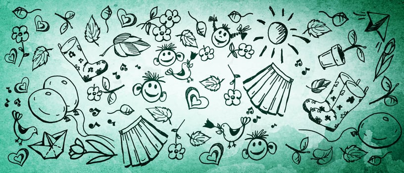 Funny spring word witten on chalkboad background. photo