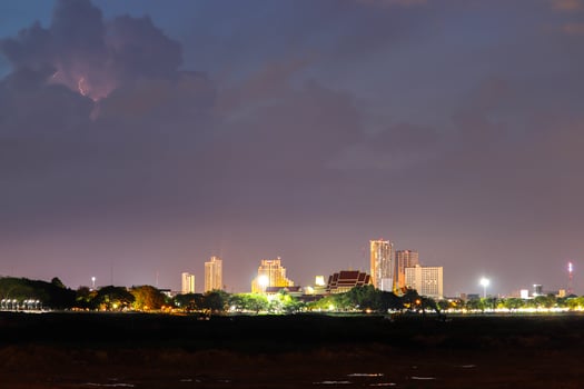 View of town night city Khon kaen Thailand photo