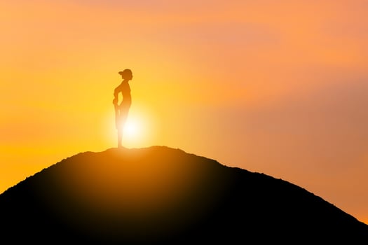 Silhouette of young woman with clipping path practicing yoga relaxing exercise at sunset, Freedom and relax concepts. photo