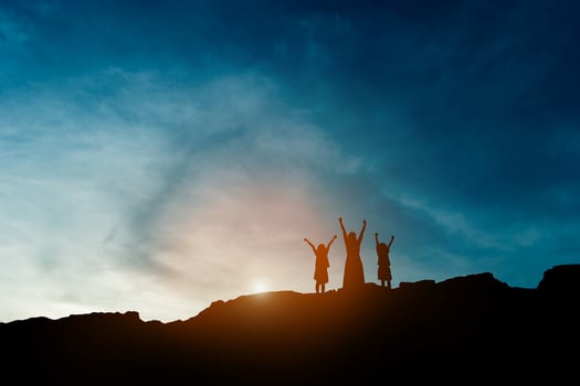 Silhouette of team leadership, teamwork and teamwork and delightful silhouette concepts photo