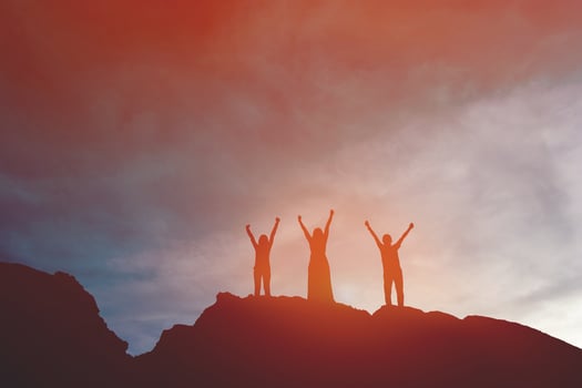Silhouette of team leadership, teamwork and teamwork and delightful silhouette concepts photo