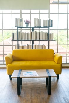 empty yellow sofa decoration in a room photo