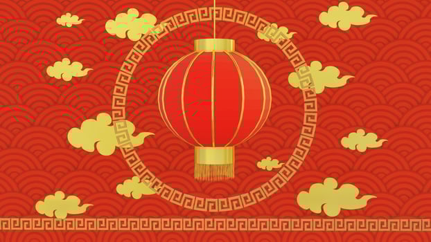 Golden Chinese pattern collection, Abstract background, Decorative wallpaper. 3D render photo
