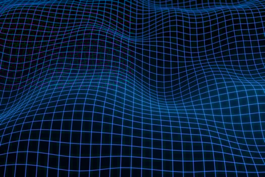 Abstract geometric background with digital landscape or waves . Montain wireframe hologram 3 D rendering photo