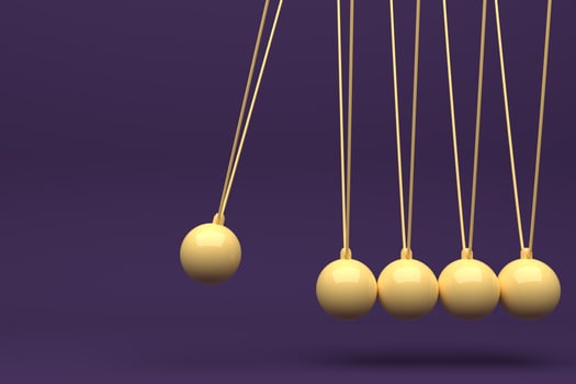 Color Full Newton ball, Balance ball , design, toy,pink, blue,Yellow, violet, background, momentum swing, movement, isolate, 3d rendering - Illustration photo