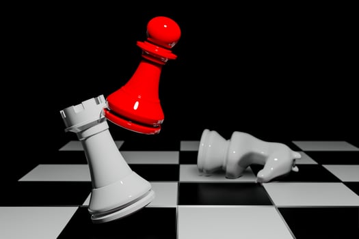 Chess board game, business competitive concept, copy space 3D rendering photo