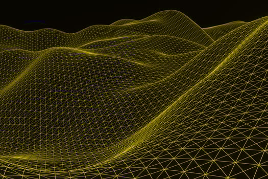 Abstract polygonal space low poly dark background with glowing line . 3d render photo