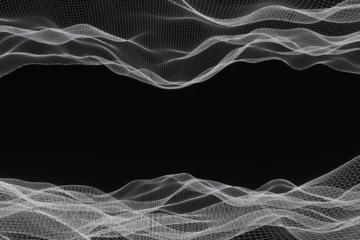 Abstract polygonal space low poly dark background with glowing line . 3d render photo
