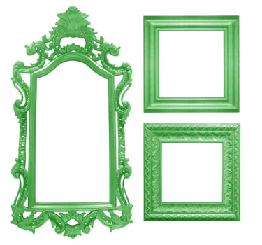 Set of green vintage frame isolated on white background photo