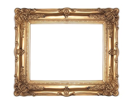 gold picture frame isolated on white photo