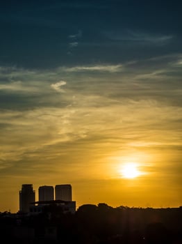Sunrise and the city in morning photo