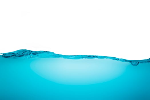 Water surface wave colour blue with bubbles isolated on the white background. photo