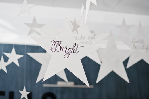 Decor star with sign bright at beauty salon. photo