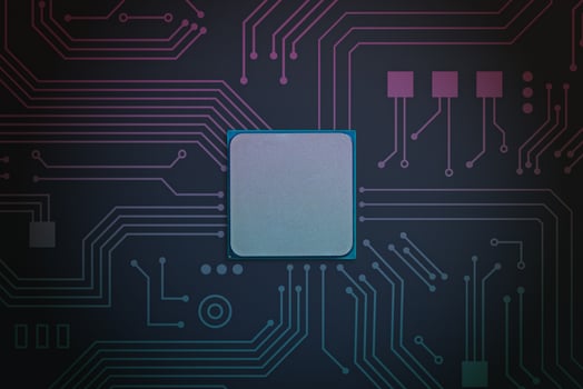 Central processor on circuit board concept photo