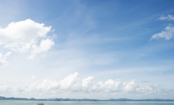 The sea and the blue sky, clean white sky, beautiful in nature photo