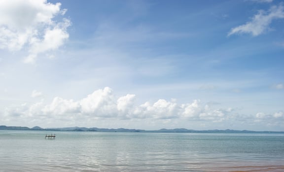 The sea and the blue sky, clean white sky, beautiful in nature photo