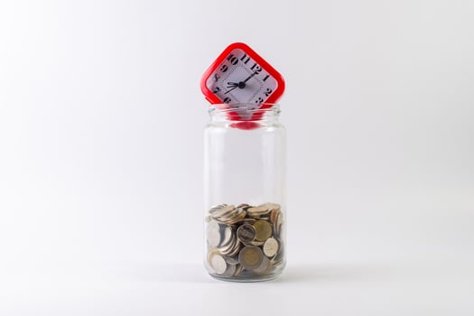 Saving money, saving money for the future ahead of life. And silver on a white background photo