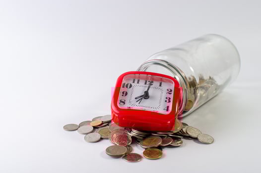 Saving money, saving money for the future ahead of life. And silver on a white background photo