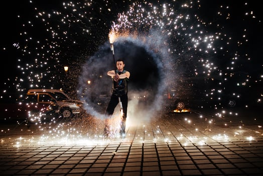Amazing Fire Show at night photo