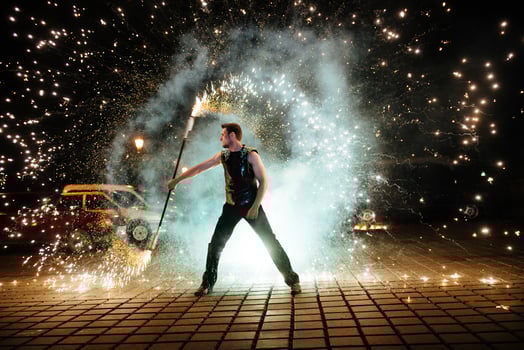 Amazing Fire Show at night photo