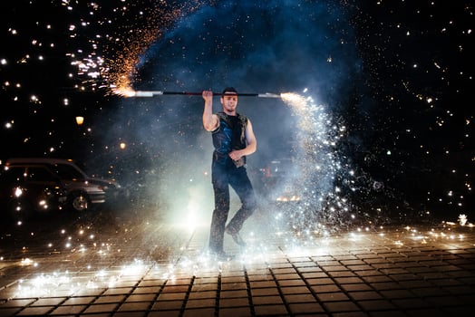 Amazing Fire Show at night photo