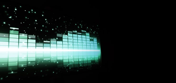 Sound equalizer. Wave pattern of music sounds element on monitor screen. photo
