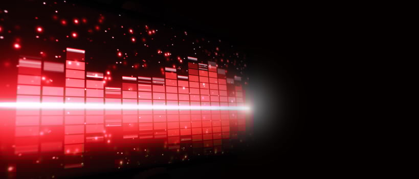 Sound equalizer. Wave pattern of music sounds element on monitor screen. photo