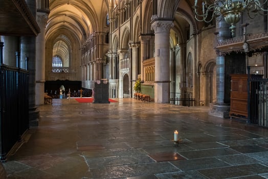 Canterbury, Kent, UK, 2015. Candle burning for Thomas a Becket in Canterbury Cathedral photo