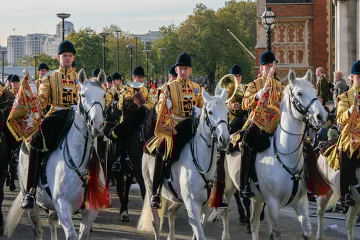 LONDON, UK, 2005. Mounted Band of The Blues and Royals at the Lord Mayor's Show photo