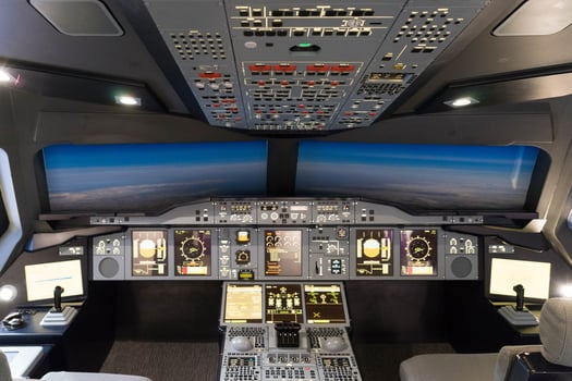 London, Uk, 2014. Airbus A-380-800 flight simulator photo