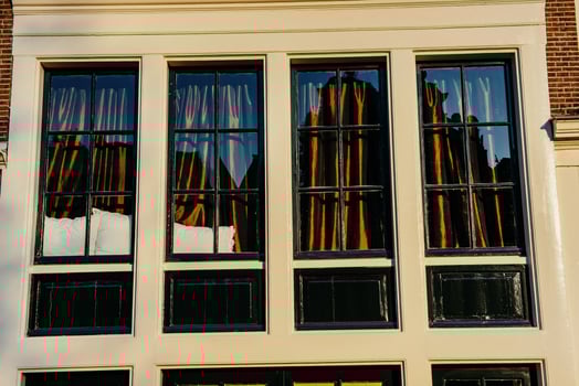 Facade of a building with windows. Charming town in Germany . Li photo