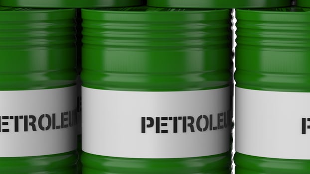 Gas fuel green barrels arranged in array stacked against each other 3d render illustration photo
