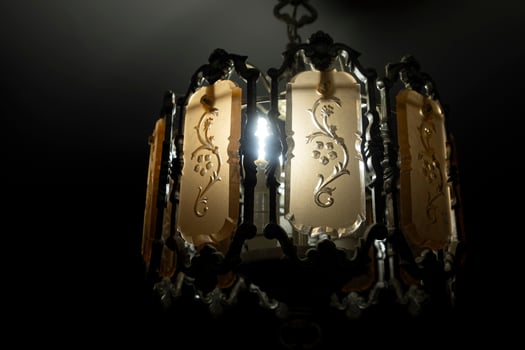 shining chandelier with energy saving lamp photo