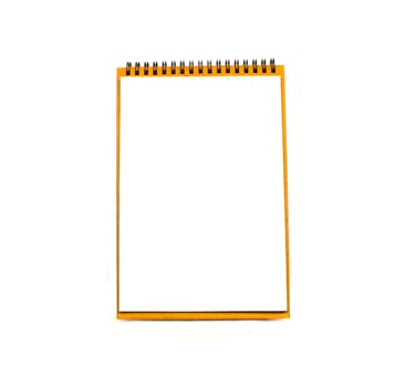 Vertical clipboard with white paper. Isolated on white. photo