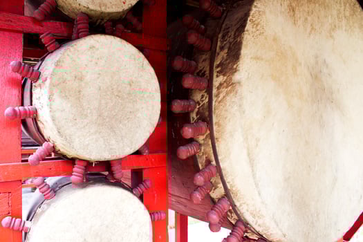 Ethnic drum from a skin of a bull photo