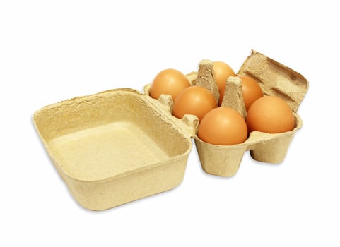 the brown eggs in egg box photo