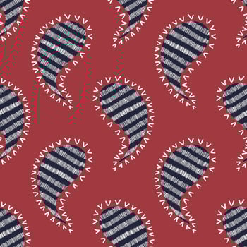 Modern paisley stripes drawing shape seamless pattern on red background. Use for fabric, textile, interior decoration elements, upholstery, wrapping. photo