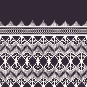Traditional ikat ethnic tribal shape black and white color seamless pattern background. Use for fabric, textile, interior decoration elements, upholstery, wrapping. photo