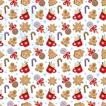 Pattern of traditional Christmas desserts. Vector illustration photo
