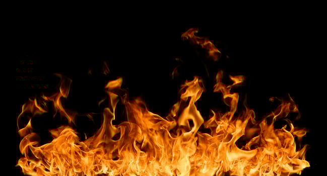 Fire flames on black background. photo