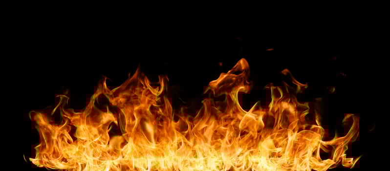 Fire flames on black background. photo