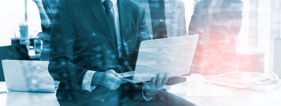 Business global network connection telecommunication technology concept, Futuristic business people group working on communication technology with internet link graphic background photo