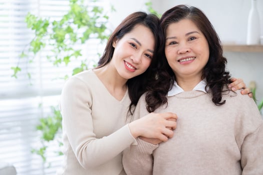 Image of Asian mother and daughter at home photo