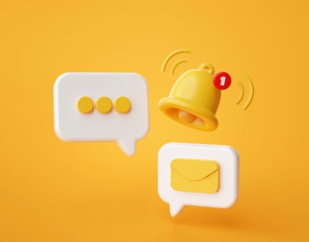 Chat bubbles or speech bubble notification icon website ui on yellow background 3d rendering illustration photo