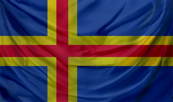 Aland flag waving. Background for patriotic and national design photo